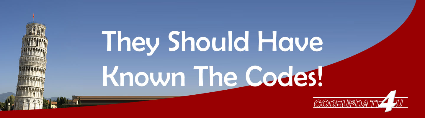 Banner image of the Leaning Tower of Piza with the text "The Should Have Known The Codes" superimposed.